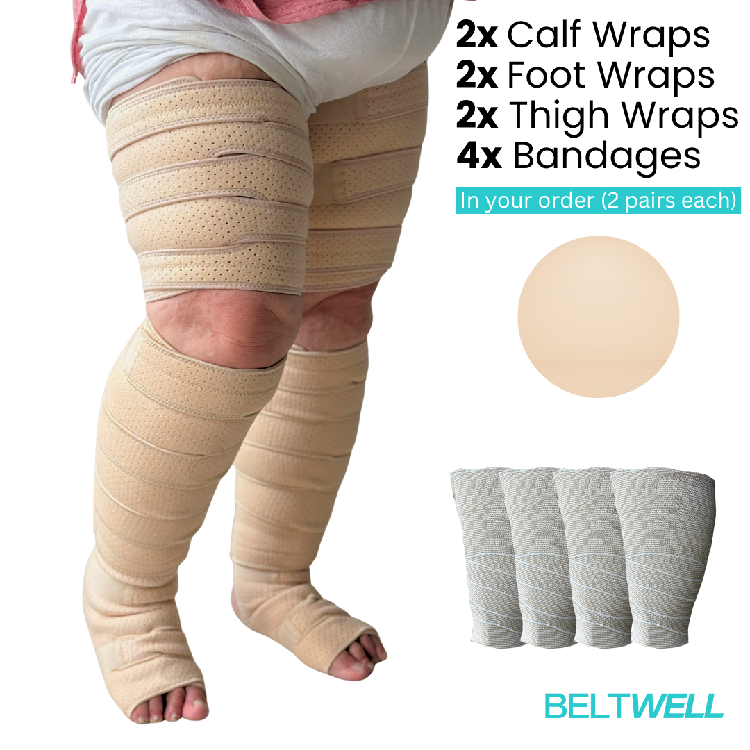 Beltwell® The Full Leg Compression Bundle (Foot, Calf, Thigh) + 8 FREE Bonuses | BEIGE