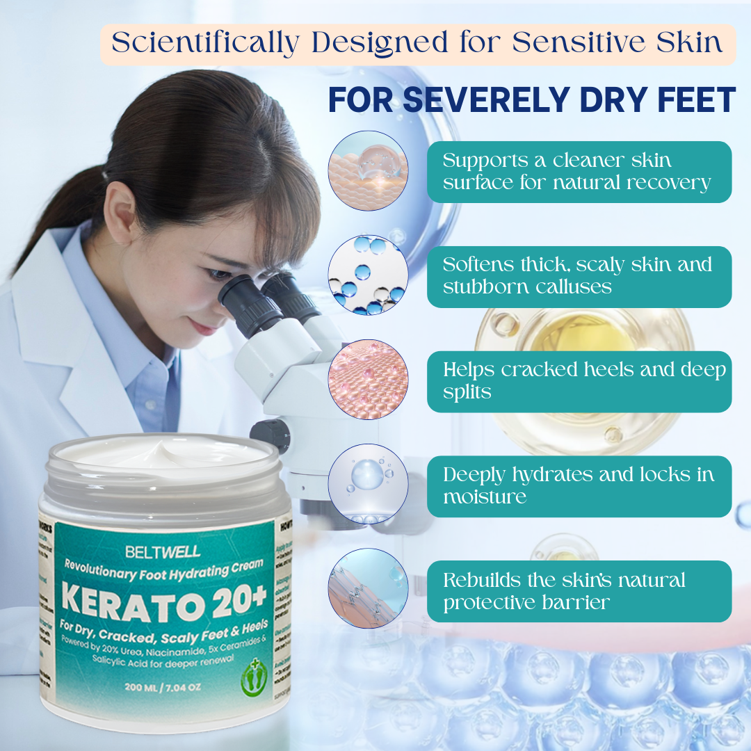 Kerato20+™ Urea 20% Intense Foot Hydrating Cream For Swollen, Dry, & Cracked Feet, Non-Greasy