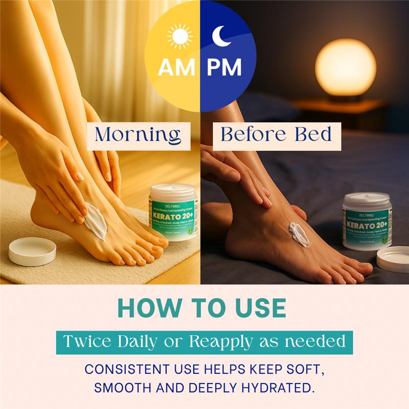 Kerato20+™ Urea 20% Intense Foot Hydrating Cream For Swollen, Dry, & Cracked Feet, Non-Greasy