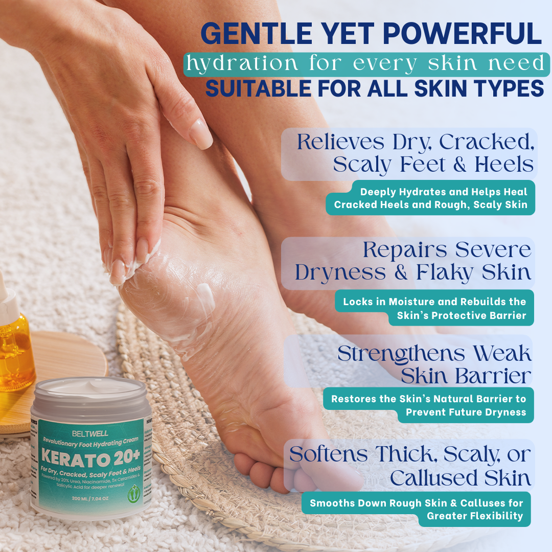 Kerato20+™ Urea 20% Intense Foot Hydrating Cream For Swollen, Dry, & Cracked Feet, Non-Greasy