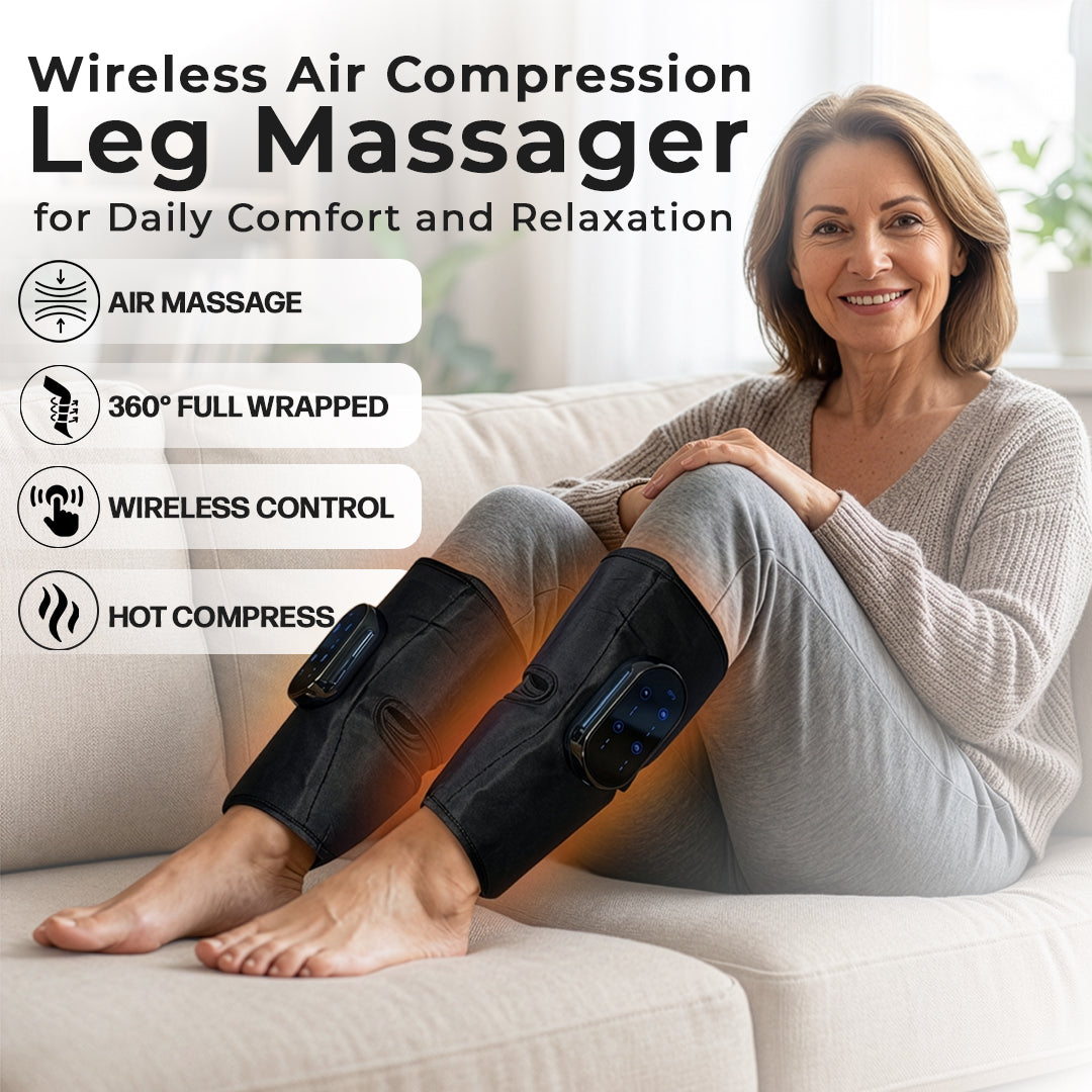 LymfoAir™ Lymphatic Drainage Leg Massager | Wireless | Heat | EMS