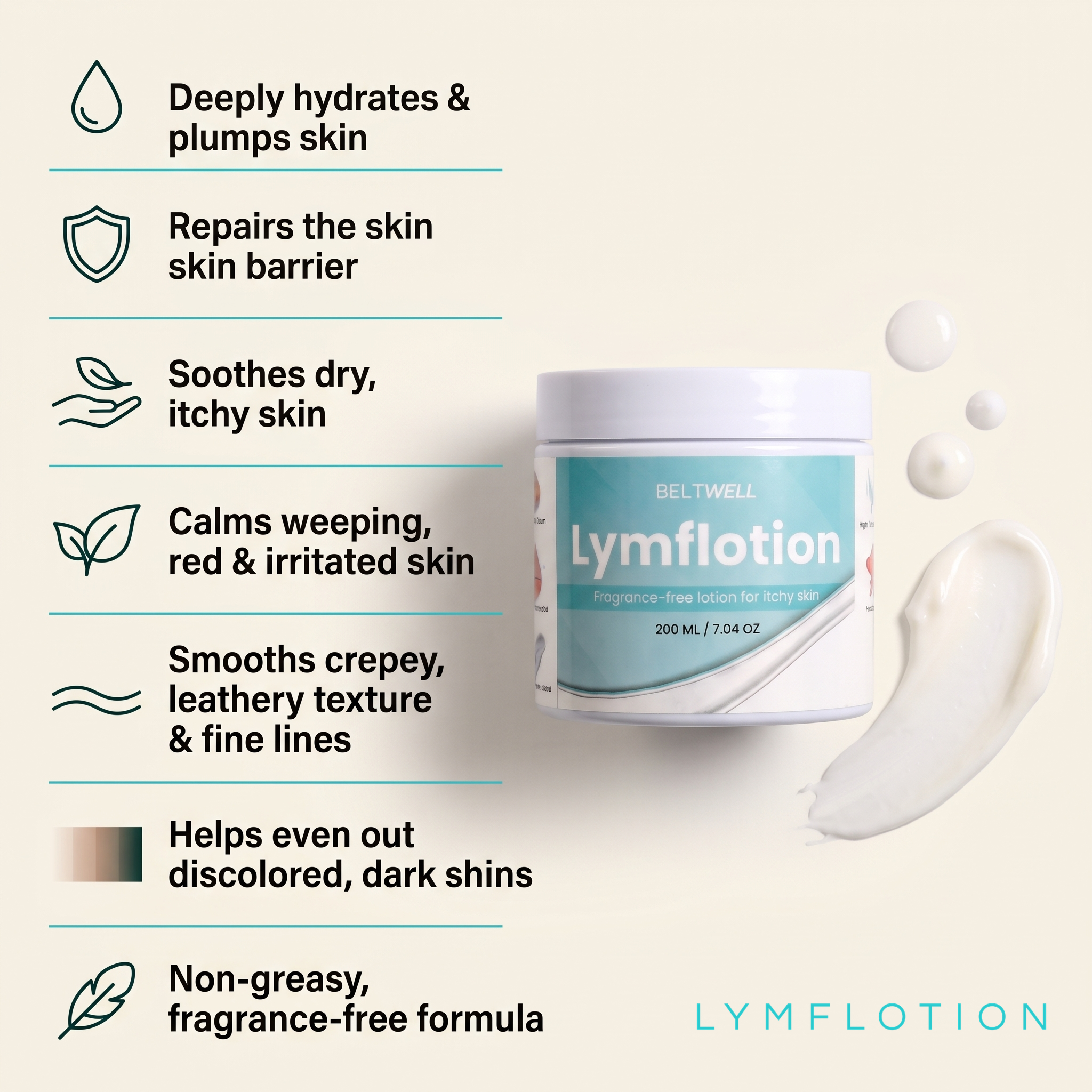 Fragrance-Free Non-Greasy Anti-Itch Ceramide NP Leg Lotion For Dry, Red, Sensitive, Discolored, Crepey Skin