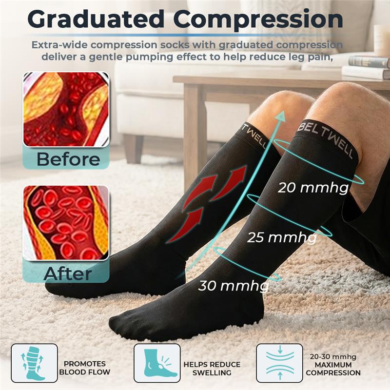 Beltwell® The Original Extra Wide StretchKnit™ Compression Socks 20-30 mmHg